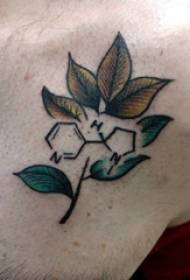 Európai tetoválás férfi fiú borjú kémiai szimbólum és levél tetoválás kép