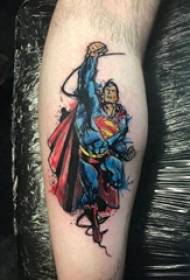 personality Superman tattoo boys calves on the color Superman tattoo pictures