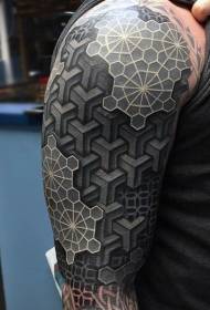 Nagy fekete szürke szilárd geometria tetoválás minta