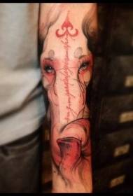 arm beautiful illustration style colored elephant letter tattoo pattern