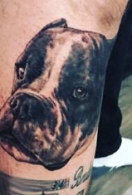 Linie europeană tatuaj mascul bărbat pe poza de tatuaj câine negru animal de companie