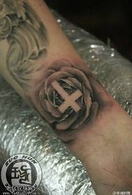 Wrist Rose Cross Tattoo Pattern