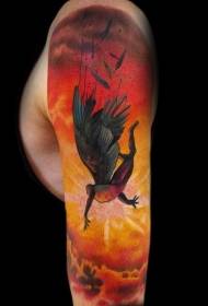 Iluzija stil ilustracije slijetanje Icarusov oblik tetovaže