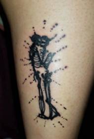calf symmetrical tattoo girl calf on black Minimal Tattoo