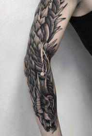 brazo fermoso patrón de tatuaxe de dragón de demo negro