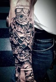 arm black personality modern soldier tattoo pattern