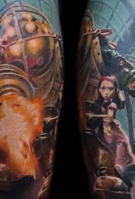 Колер рукі яркі ўзор татуіроўкі знакамітага мультфільма