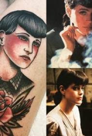 noia patró de tatuatge de noia a la vedella pintada de noia Imatge de tatuatge de personatges