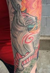 Grey Hound and Flame Painted Tattoo Pattern
