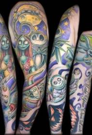 cvjetni krak boje čudovište postavljen uzorak tetovaža