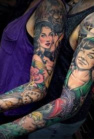 blomma arm färg karaktär tatuering mönster
