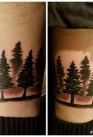 forest tattoo pattern boys calf on black gray woods tattoo picture