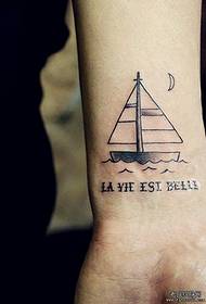 ručni čamac pismo tetovaža uzorak