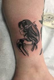 Európai borjú tetoválás fiú borjú tetoválás képek fekete rajzfilmfigura