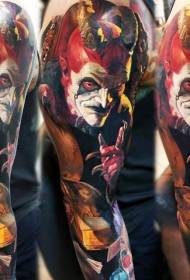Arm Farbe Horror-Stil Dämon mit Zauberbuch Tattoo-Muster