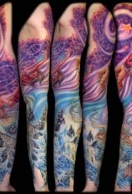 Patrón de tatuaje mundial de fantasía de brazo de fabulosa cor