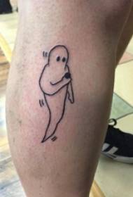 klein tatoo stok figuur manlike kalf op swart spook tatoeëermerk prentjie
