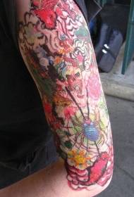 Arm Koi og Spider's Color Tattoo Pattern
