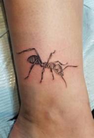 small animal tattoo boys calf on black ant tattoo pictures  98787 - Small animal tattoo boys on the calves on the big tree and fox tattoo pictures