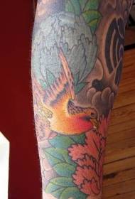 arm color bird flower tattoo pattern