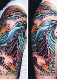 arm color white swan lake tattoo pattern