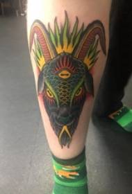 Sheep head tattoo male shank on colored sheep head tattoo picture