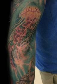 kvetina farba ramena medúzy a korytnačka tetovanie