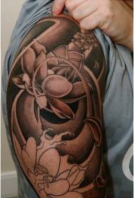 Velký černý lotus téma tetování vzor
