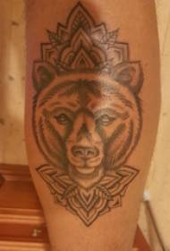 foto de tatuaje de cabeza de lobo tanga masculina en planta e tatuaxe de cabeza de lobo