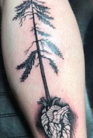 Pine tree Tattooed ti towo bèf gason sou pyebwa Pine ak kè foto tatoo