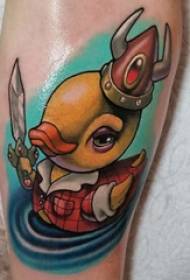 Tattoo cartoon girl calf colored rubber duck tattoo picture