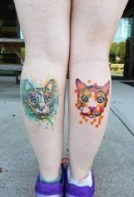 kitten tattoo girl calf on picture tattoo ຮູບພາບ