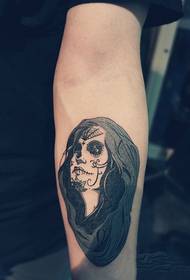 Minimalistic Death Girl Black and White Wrist Tattoo