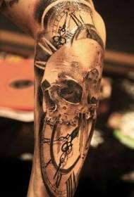 arm black ash with clock tattoo pattern