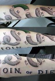 ilustración de brazo Patrón de tatuaxe de serpe en cor de estilo