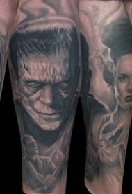 Horror Black Različni vzorec tatoojev portret pošast
