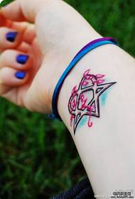 a female Wrist pentagram tattoo pattern