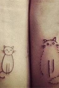 couple wrist kitten tattoo pattern