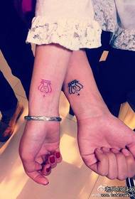Wrist fashion compact couple crown tattoo pattern