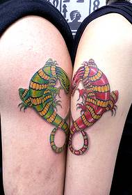 patrón de tatuaje de brazo grande lagarto pareja