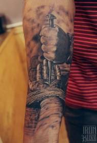 baie realisties Christelik styl hand en nael tatoeëring patroon