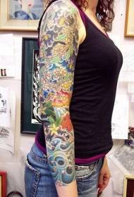 girls flower arm nice-looking painted tattoo pattern