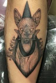 I-Baile yezilwane i-male male shank kuma-geometry nezithombe ze-puppy tattoo