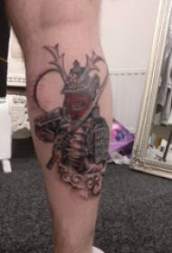 Tatuaje de samurai, vástago masculino en la imagen de tatuaje de guerrero prajna de color