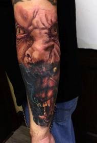 Kulay ng Linya Werewolf Transform Tattoo Pattern