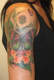 Green Butterfly da Tsarin Tattoo na fure