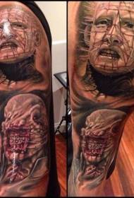 Rameno-realistické Horor Monster Hero Portrét Tattoo