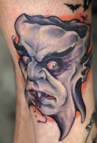 tatuaż diabła prosty męski łydka na kolorowym obrazie tatuażu demona