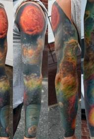 Flor brazo color misterioso patrón de tatuaje de espacio profundo de gran color