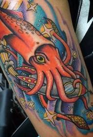 calamari colorate cu picioare cu tatuaj rachetă spațială